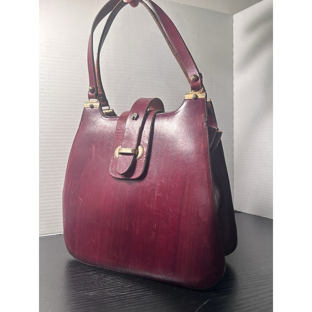 Vintage Etienne Agner Burgundy Oxblood Hand Bag Read